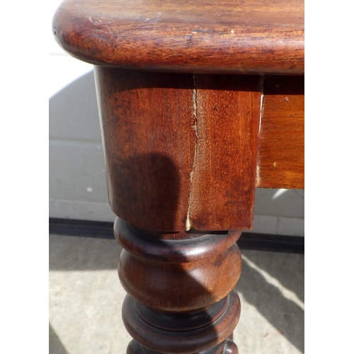 715 - A pair of Regency mahogany hall chairs on reeded legs, in the manner of Gillow a/f repairs, replaced... 