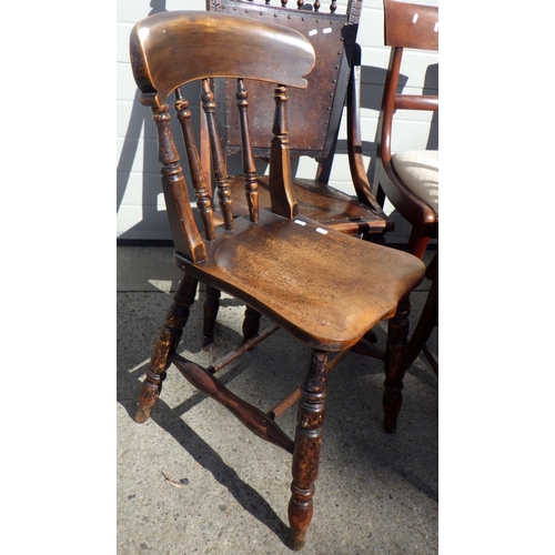 719 - A Victorian kitchen chair together with four further chairs (5)