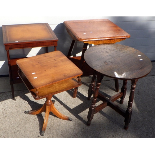 722 - A reproduction mahogany side table together with three further occasional tables af (4)