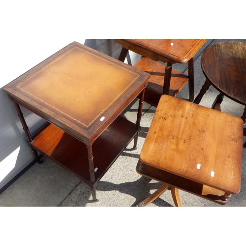 722 - A reproduction mahogany side table together with three further occasional tables af (4)