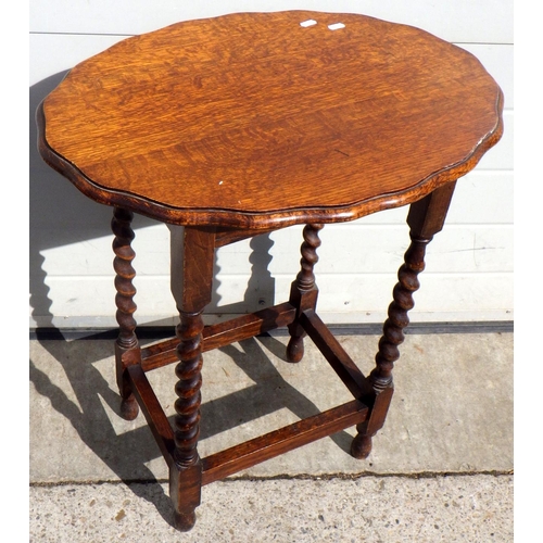 727 - A 1930's barley twist oak occasional table