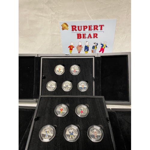 170 - Collectors Coins: Two silver proof Rupert 50p coin sets and a silver proof Peter Pan set