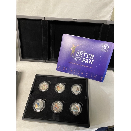 170 - Collectors Coins: Two silver proof Rupert 50p coin sets and a silver proof Peter Pan set