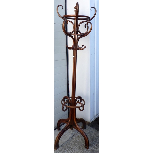 824 - A Thonet bentwood hatstand, with label and stamped underneath, 205cm tall