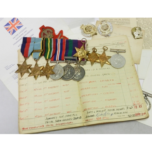 120 - An interesting and unusual group of six mounted WWII and later medals RAF Bomber Command later Royal... 