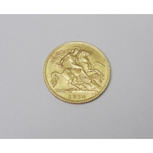 163 - A George V 1914 half sovereign.  GOLD BULLION COINS - VAT EXEMPT