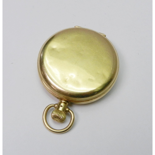 80 - A pocket watch comprising a Cortebert Cal. 528 keyless wind lever movement in an 18ct gold half hunt... 