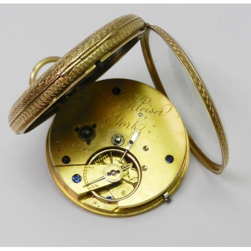 81 - A Thomas Russell pocket watch comprising a key wind lever movement signed A & J Kleiser York beneath... 