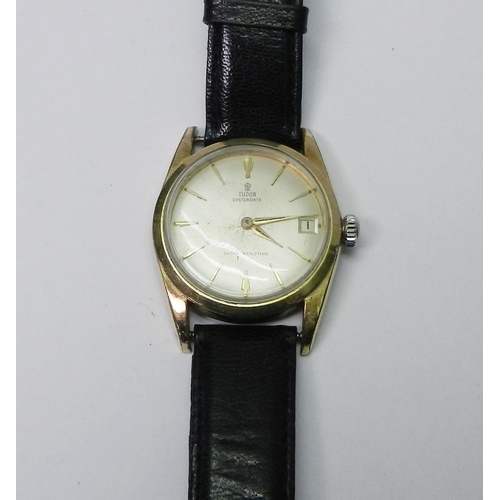 85 - A Tudor Rolex Oysterdate wristwatch comprising an ETA manual wind movement in a gold plated case hav... 