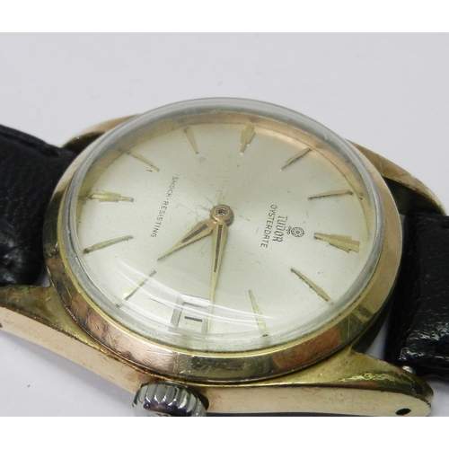 85 - A Tudor Rolex Oysterdate wristwatch comprising an ETA manual wind movement in a gold plated case hav... 