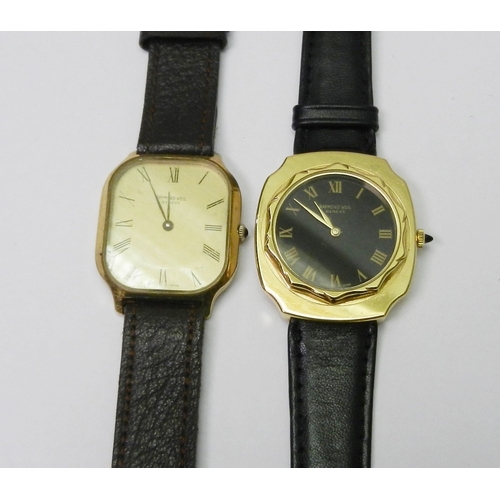 86 - Two Raymond Weil mid-sized gold plated dress watches, manual wind movements.