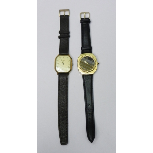 86 - Two Raymond Weil mid-sized gold plated dress watches, manual wind movements.