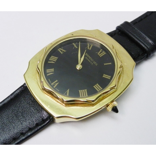 86 - Two Raymond Weil mid-sized gold plated dress watches, manual wind movements.