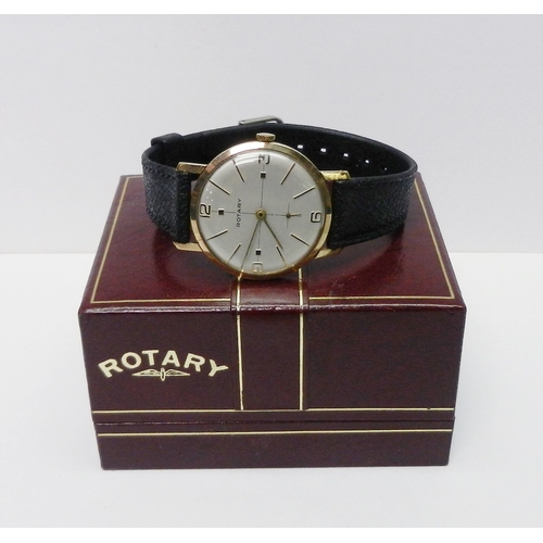 88 - A Rotary wristwatch having a manual wind movement under a 1960s/ mid-century influence dial in a 9ct... 