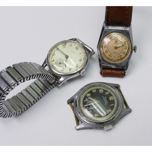 89 - A Smiths mid-sized wristwatch comprising an English made 15 jewel movement in a Denisteel case, 30mm... 