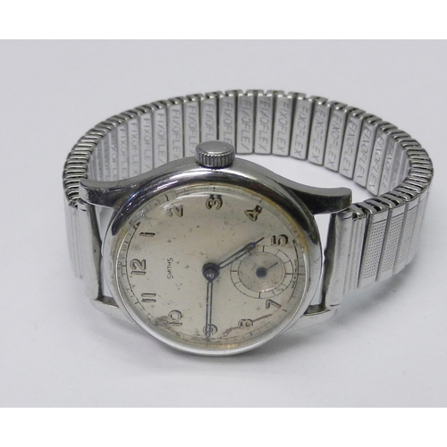 89 - A Smiths mid-sized wristwatch comprising an English made 15 jewel movement in a Denisteel case, 30mm... 