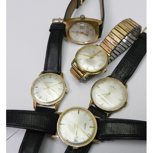 89 - A Smiths mid-sized wristwatch comprising an English made 15 jewel movement in a Denisteel case, 30mm... 