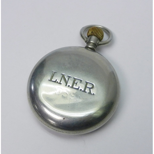 92 - An LNER railways interest pocket watch comprising a Cortebert cal. 534 15 Jewel keyless wind movemen... 