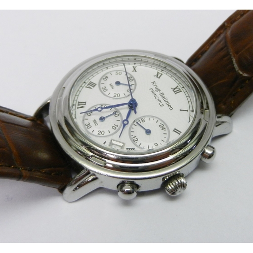 94 - A Krug-Baumen Principle chronograph wristwatch having a quartz movement in a steel case.  38mm acros... 