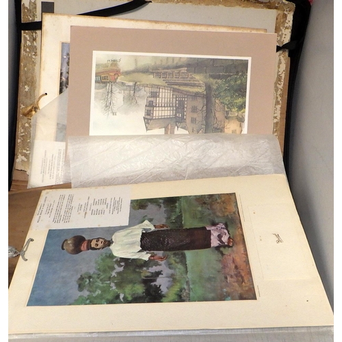 455 - A large qty of misc unframed pictures and prints together with three Beatrix Potter framed prints