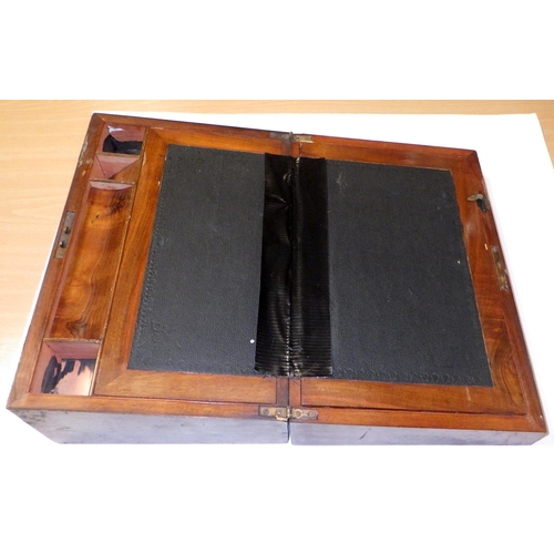 456 - A large inlaid 19thC writing box together with a further brass bound writing box and a mother of pea... 