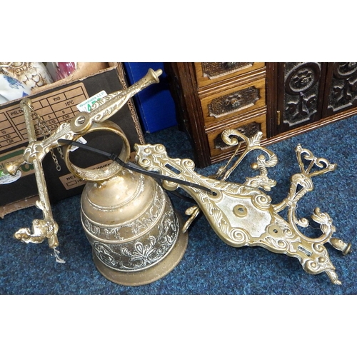 459 - A brass bell and small cabinet together with a quantity of miscellaneous ceramics and glass etc (qty... 