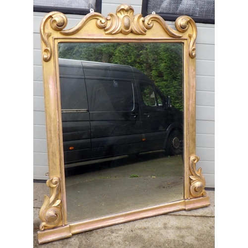 870 - A 19th cen overmantel mirror 133cm x 156cm incl frame