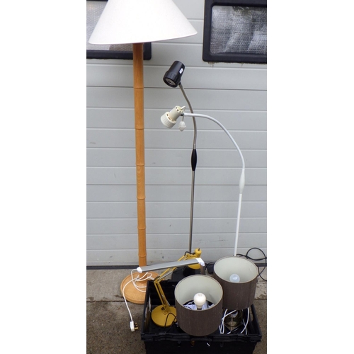 897 - Three standard lamps and further table lamps