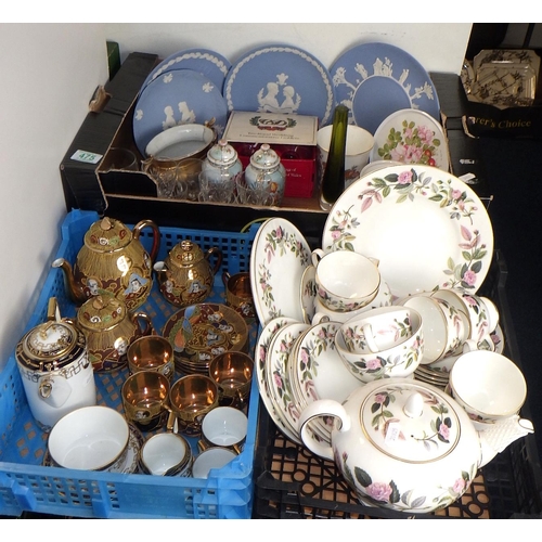 475 - A floral Wedgwood tea set together with a Noritake part tea set, Wedgwood plates etc (3)