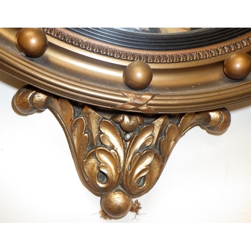 485 - A Regency style gilt framed convex mirror, with mounted perched eagle and sconces 60 x 75cm