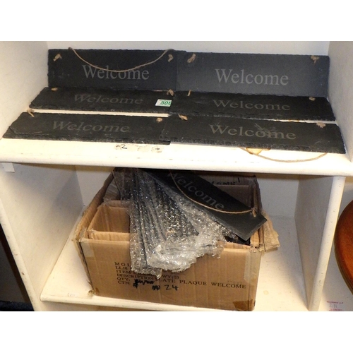 506 - Approximately 20 slate “Welcome” signs 30cm long