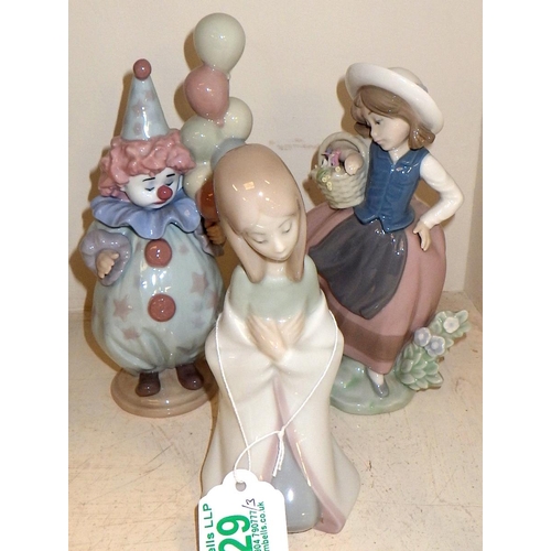 129 - Three Lladro figures 15-18cm tall