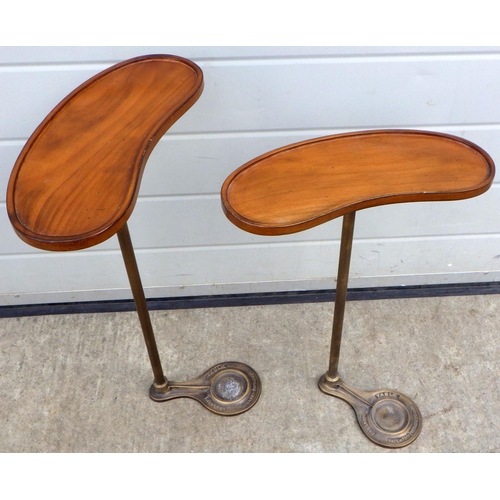 920 - Two stirrup style occasional tables, to fit under a chair castor