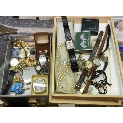 55 - A qty of costume jewellery, wristwatches etc