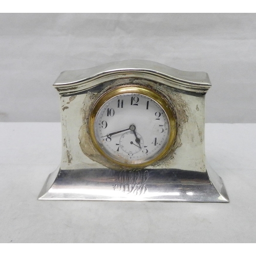 63 - A silver cased mantel clock, early 20th cent.  A/F