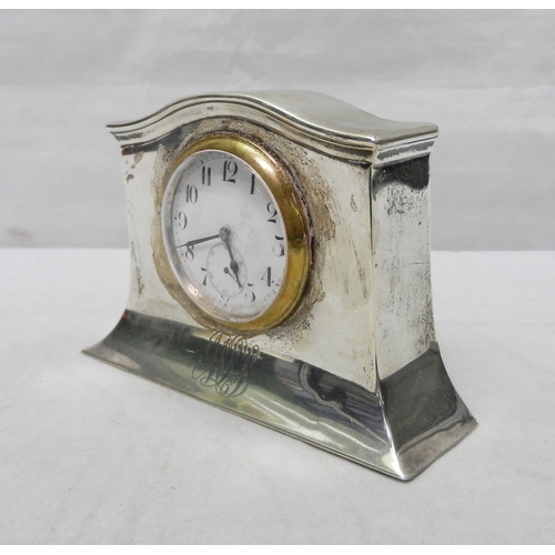 63 - A silver cased mantel clock, early 20th cent.  A/F