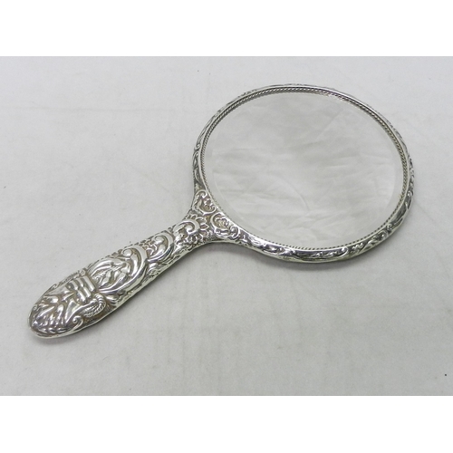 64 - A silver dressing set hand mirror in Edwardian manner, late 20th cent.