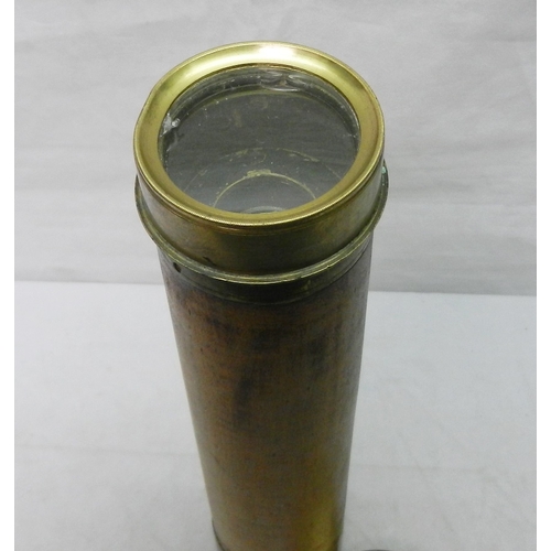 154 - A brass and mahogany telescope, unsigned.  A/F.  29.5cm closed