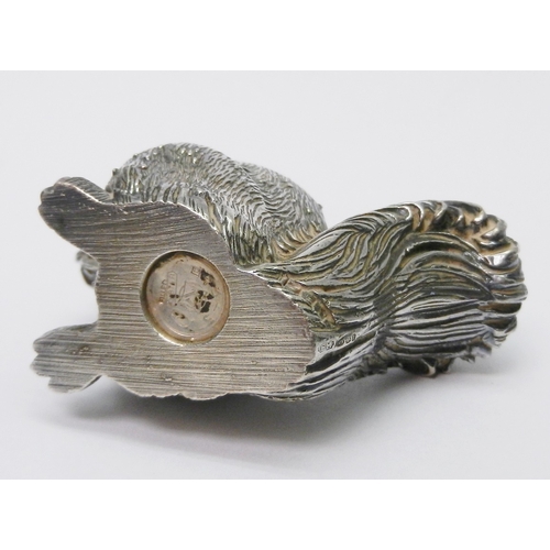 62 - A squirrel, filled / loaded silver figurine with, Italain by F.Lli Magrino Argentieri In Firenze di ... 