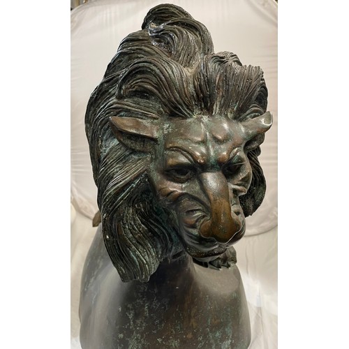 A lion, bronze after Antoine-Louis Barye.  92cm long nose to tail. Approx 45 kg, ex Elvington Hall