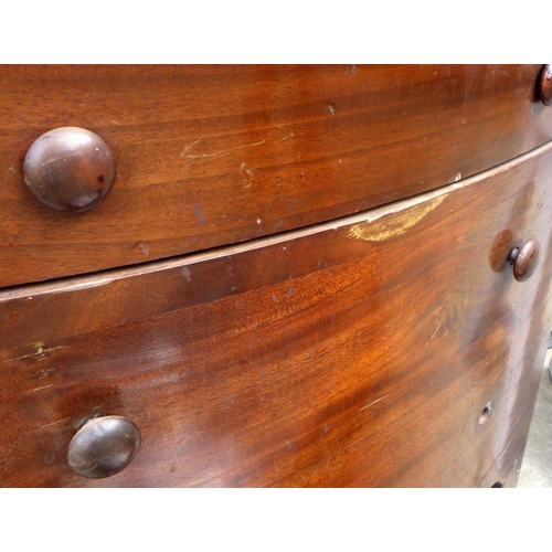 A bowfronted commode together with a table top display case and a stool (3)