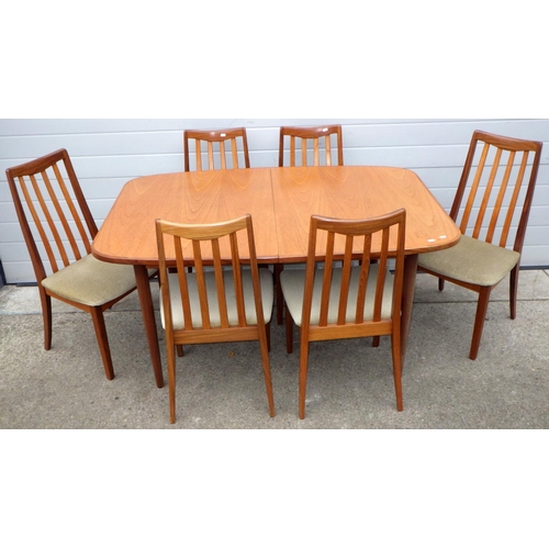 A G.Plan teak dining table and six chair frames (7)