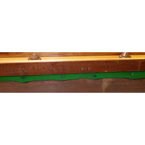  A snooker/dining table, 118cm x 226cm, on turned legs with 5 leaves, adjustable height brackets, sta... 