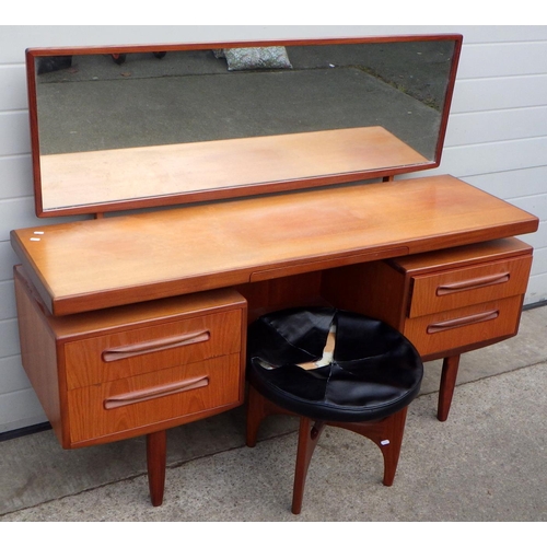 A G.Plan teak fresco floating dressing table with stool frame, padding removed, 153cm wide (2)