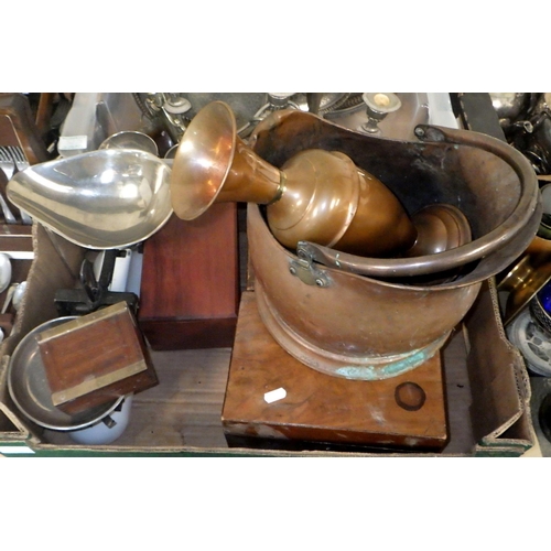 52 - A large qty of misc metal wares, canteens, wooden boxes etc (7)