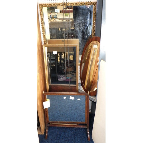 62 - A 19thC toilet mirror together with three further mirrors (4)