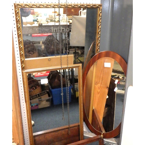 62 - A 19thC toilet mirror together with three further mirrors (4)