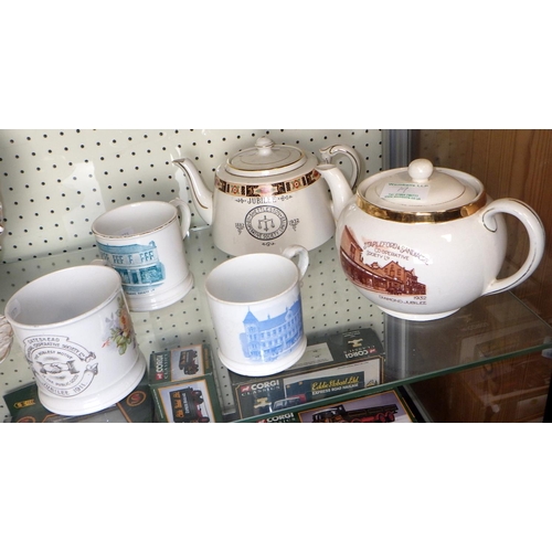 79 - A group of early 20thC advertising pottery plates, teapots and cups