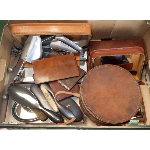 106 - Two boxes of vintage vanity brushes, collar box etc (2)