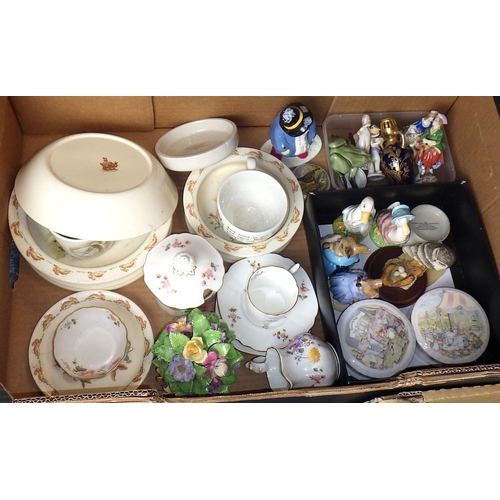 109 - Three boxes of misc collectables to inc Royal Albert figures, lamps etc (3)